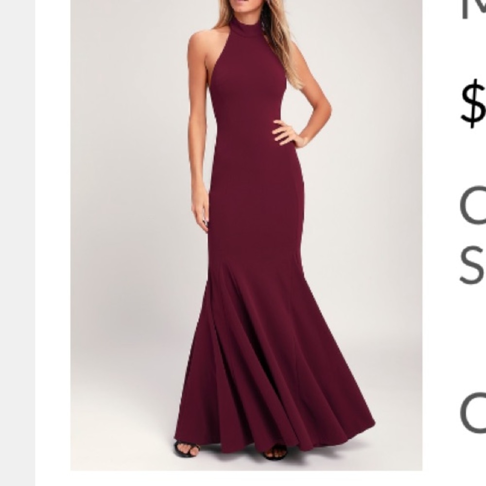 Burgundy maxi halter dress from lulus! Worn once & dry cleaned.